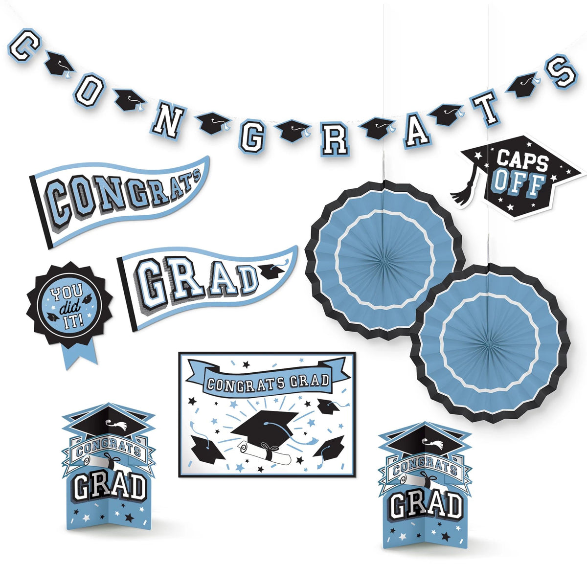 Graduation Room & Table Centerpiece Decorating Kit, Powder Blue, 5-inch, 10-pk - Pack of 4