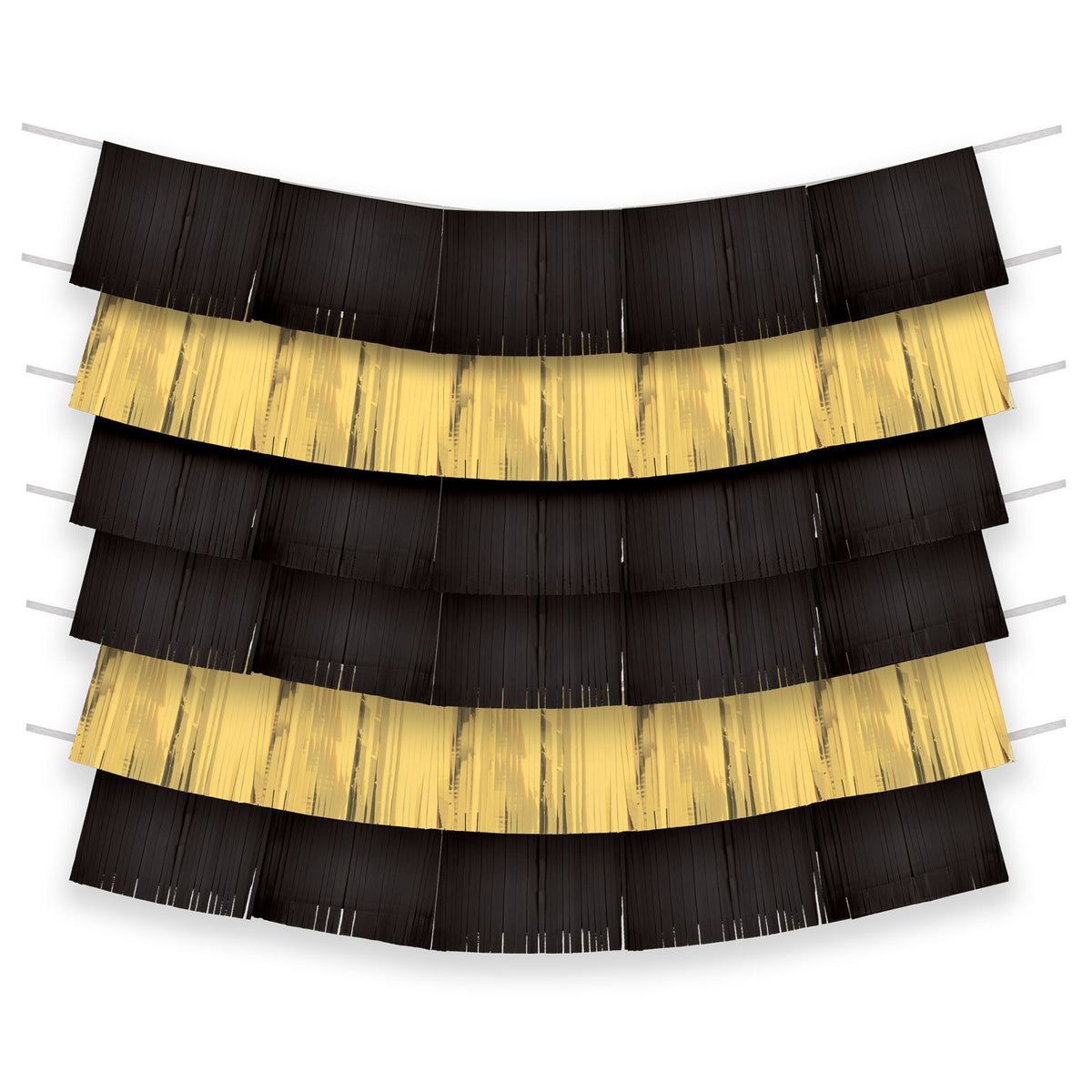 Elegant Black Fringe Backdrop Banner Kit for Any Occasion - Pack of 6