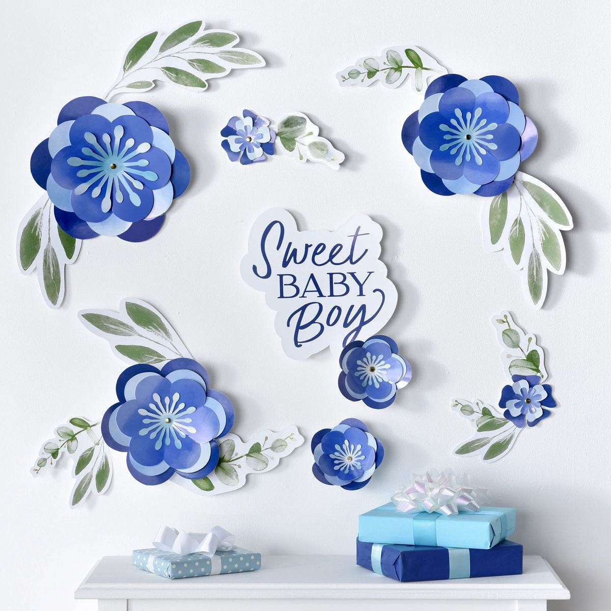 Sweet Baby Boy Floral Backdrop Decoration - Case of 12