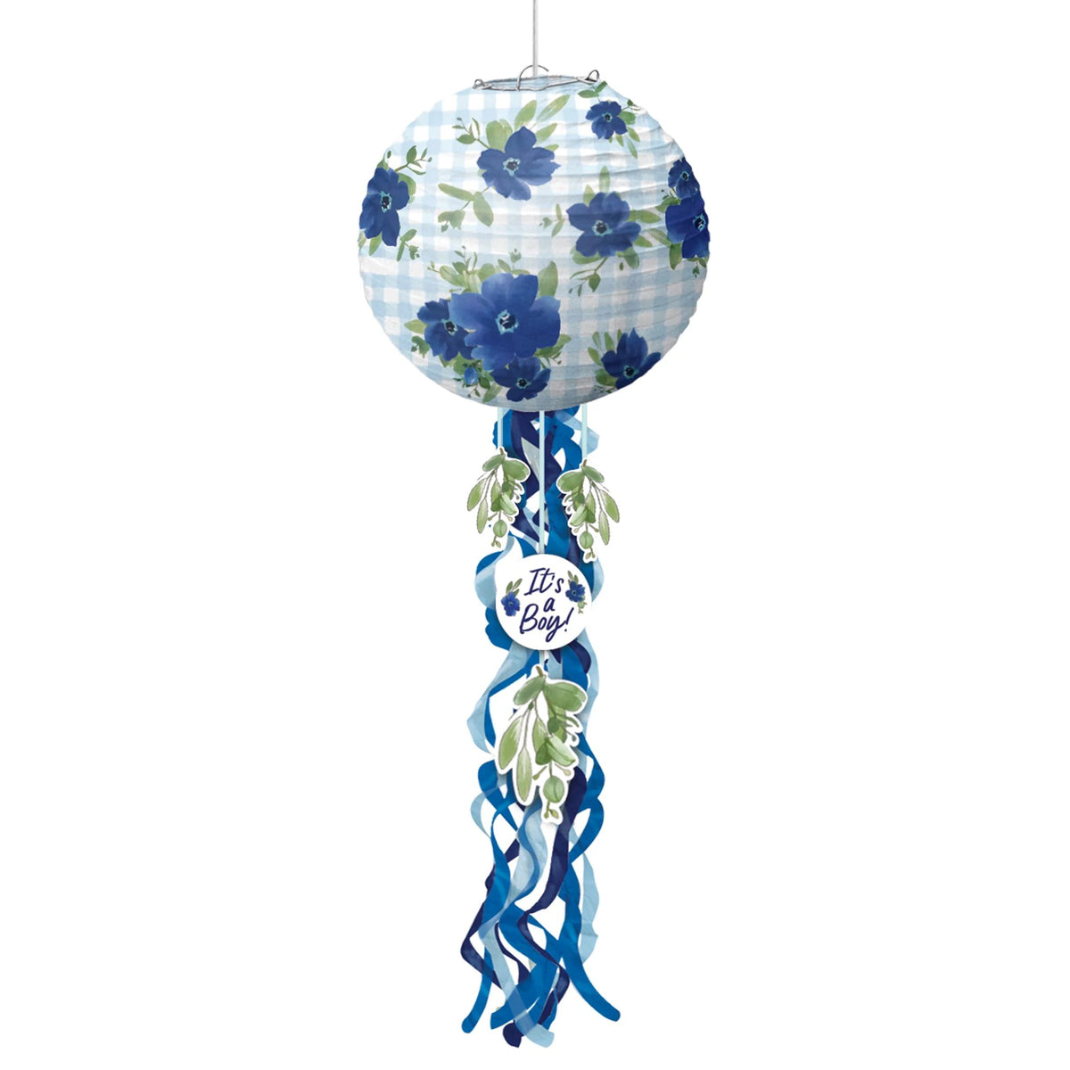 Baby in Bloom Hanging Lanterns - Blue Floral 3-Pack - Pack of 12