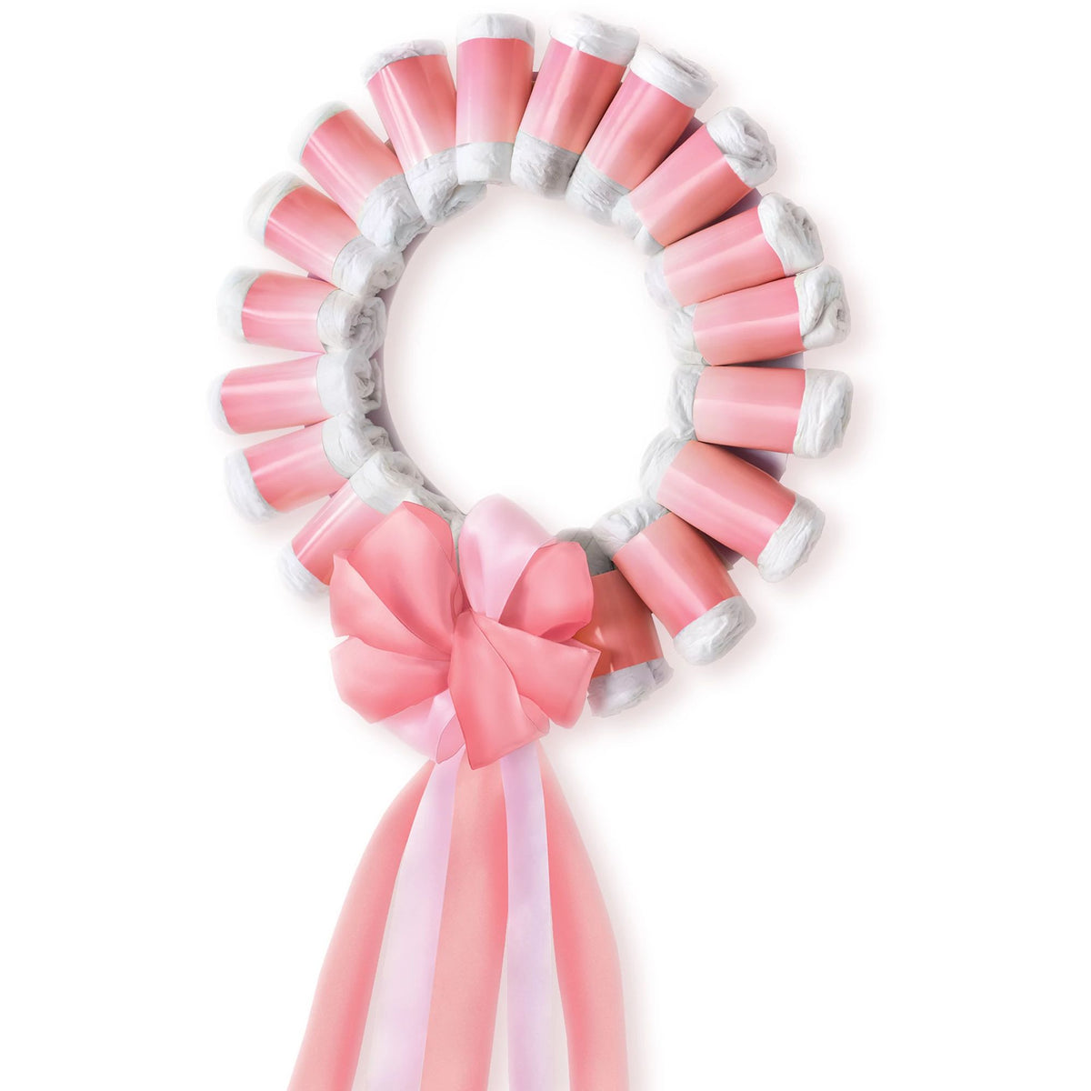 Pink Diaper Wreath Fan Hanging Sign, 15-inch - Pack of 6