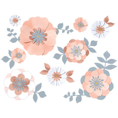 Rose Gold Floral Baby Wall Cutout Decorations, 13-inch, 20-ct - Pack of 6