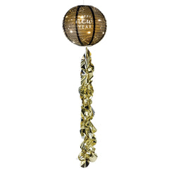 Happy New Year LED Paper Lantern, Black/Gold, 13-inch, 2-pk - Case of 24
