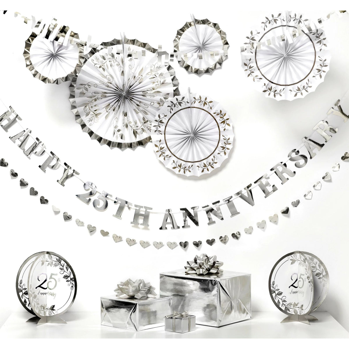 Elegant 25th Anniversary Wedding Decoration Kit - Pack of 6
