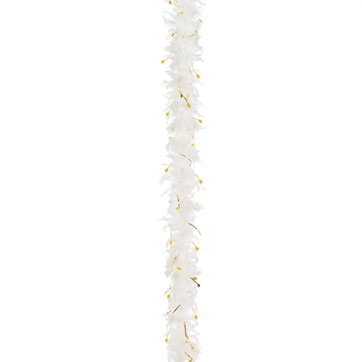 Golden Age Feather & Tinsel Boa, White/Gold, 72-inch - Case of 48
