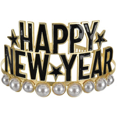 Happy New Year Tiara, Black/Silver/Gold - Pack of 6