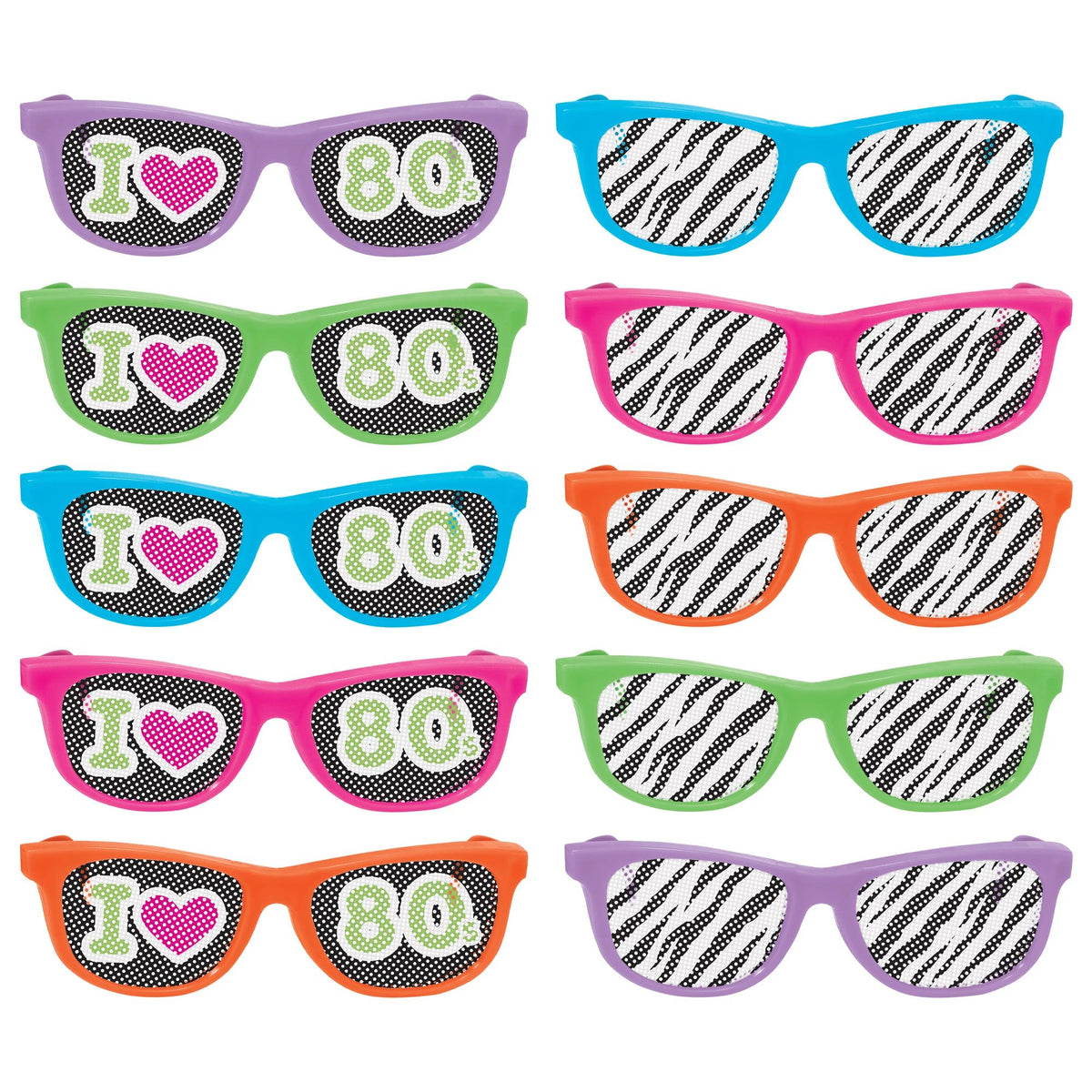 Totally 80s Printed Glasses, 10-ct - Case of 30