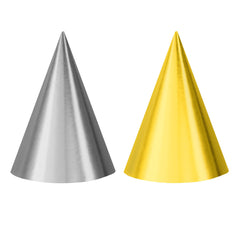 Gold & Silver Foil Party Cone Hats, 12-pk - Case of 54
