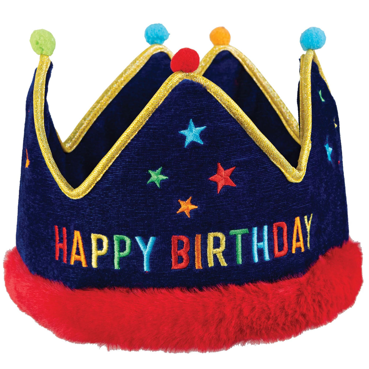 Happy Birthday Soft Fabric Tiara Crown, Blue/Red, One Size - Pack of 6