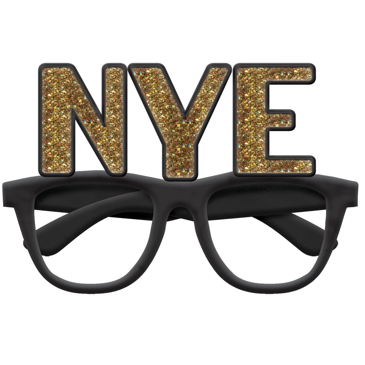 NYE Glitter Eyeglasses, Black/Gold, One Size - Pack of 2