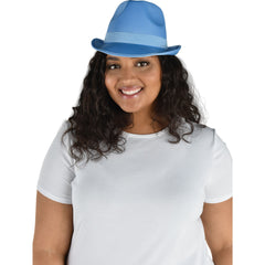 Light Blue Fabric Fedora Hat, One Size - Case of 36