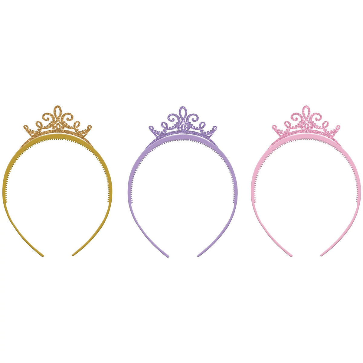 Disney Princess Tiara Crown Headbands, Gold/Purple/Pink, One Size, 3-pk - Pack of 6