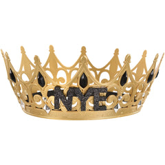 NYE Bejeweled Tiara Crown, Gold/Black, One Size - Pack of 9