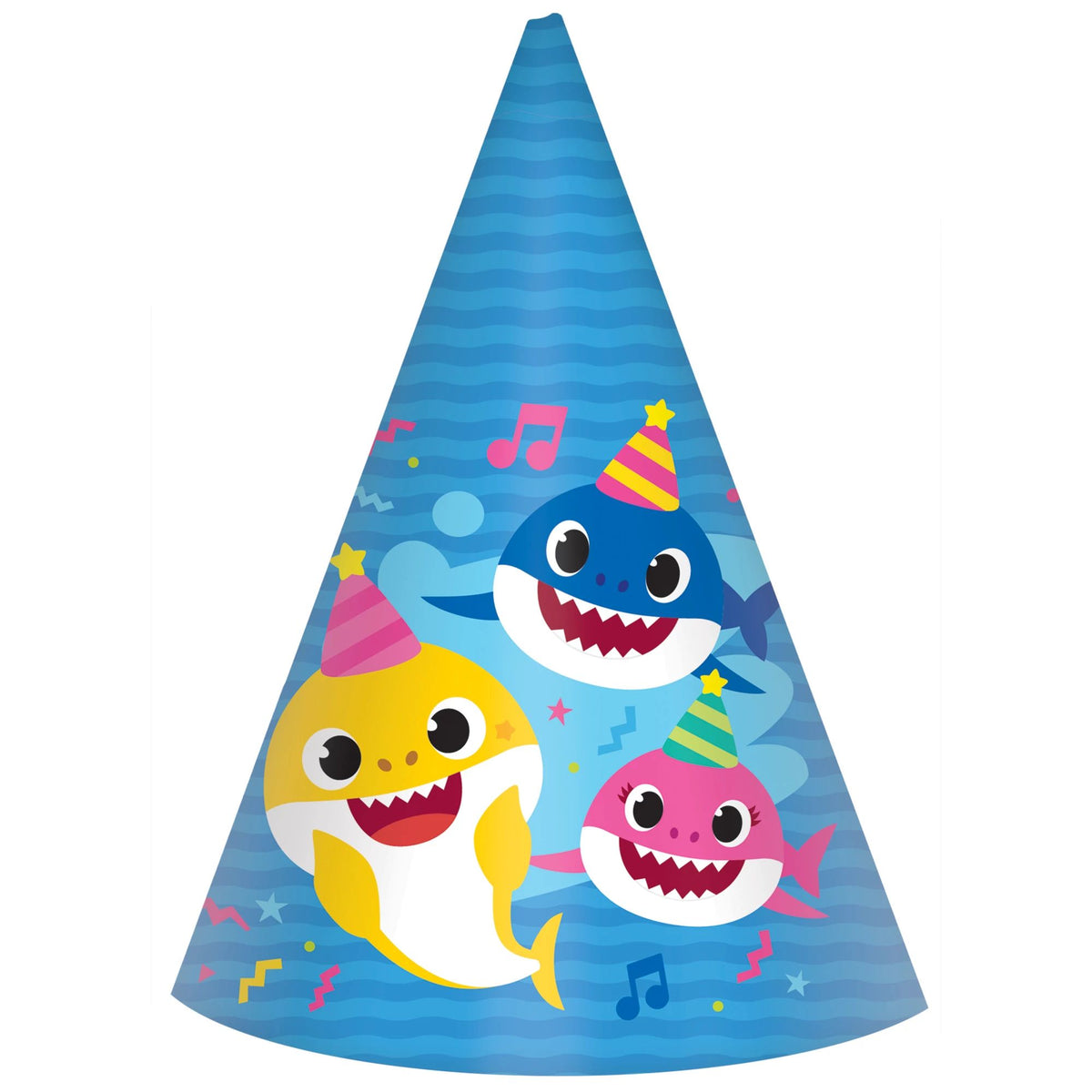 Baby Shark Cone Party Hats - Pack of 8 - Case of 24