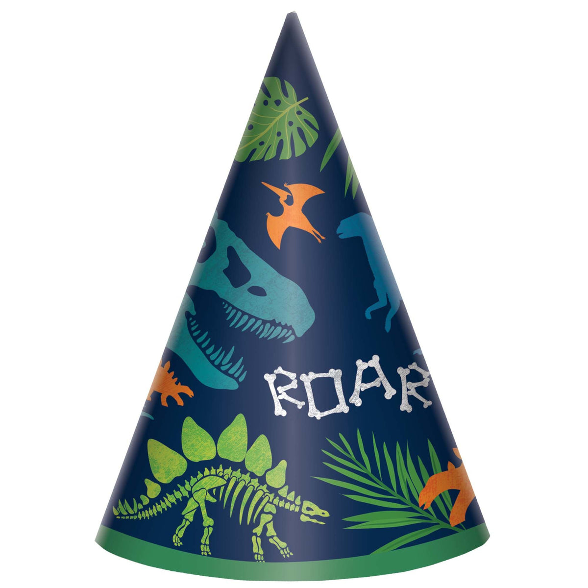 Dino-Mite Roar Birthday Cone Hat, 8-pk - Pack of 12