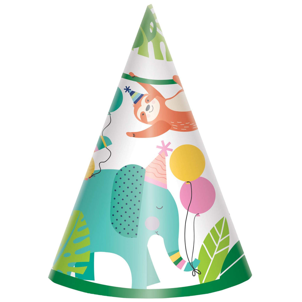 Jungle Adventure Cone Party Hats, 8-pk - Pack of 12
