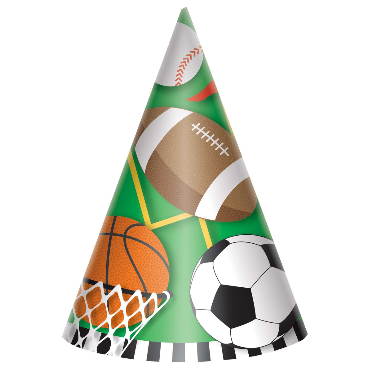 All-Star Sports Cone Party Hat, 8-pk - Pack of 3
