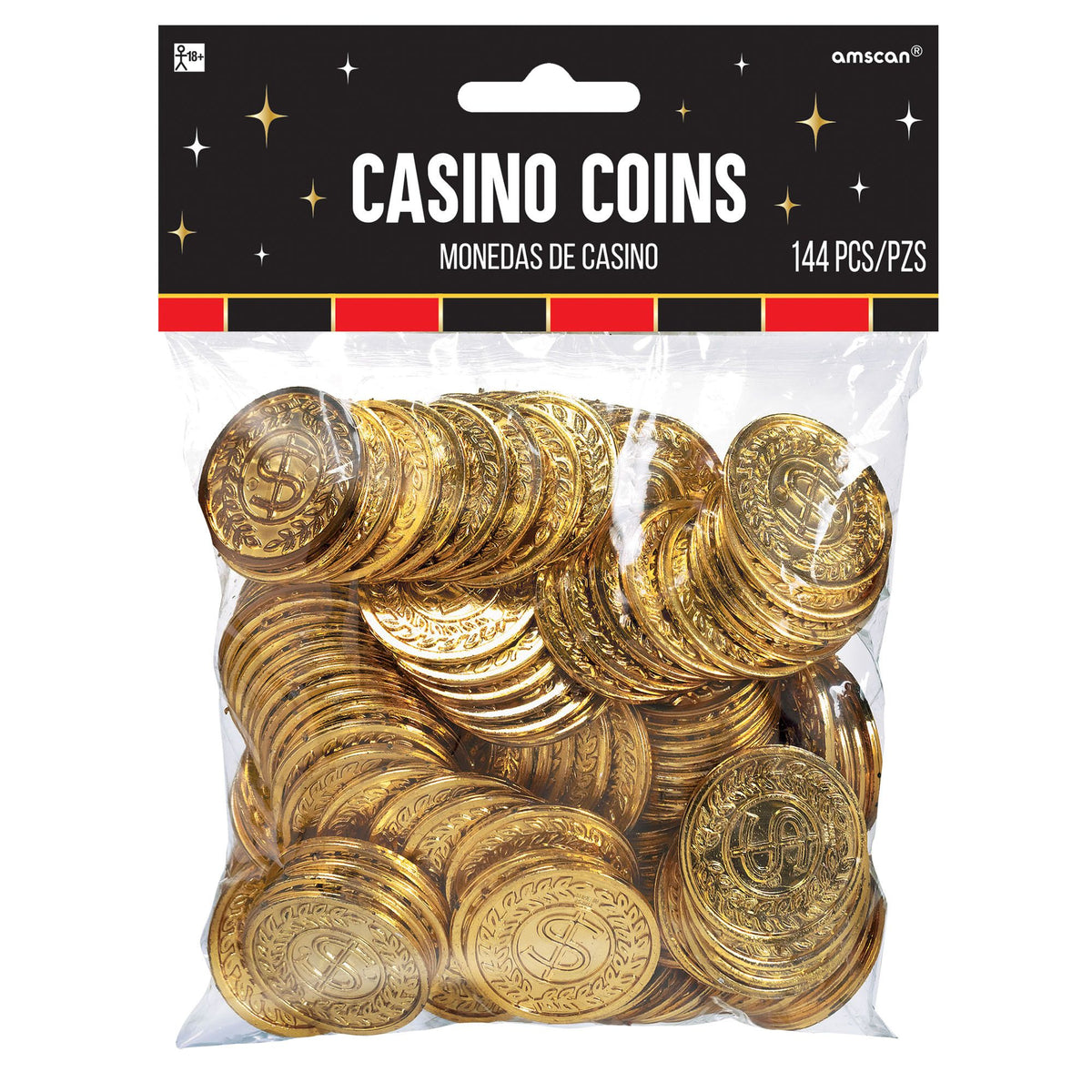 Dollar Coins, Gold, 144-ct, for Birthday/Party Favor/Poker - Case of 48