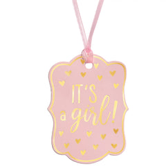 "It's a Girl" Tags, Pink/Gold, Hearts, 3-inch, 25-ct - Pack of 9