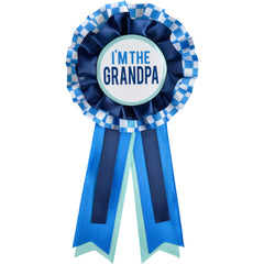 "I'm the Grandpa" Award Ribbon, Blue Checkered, One Size - Pack of 6