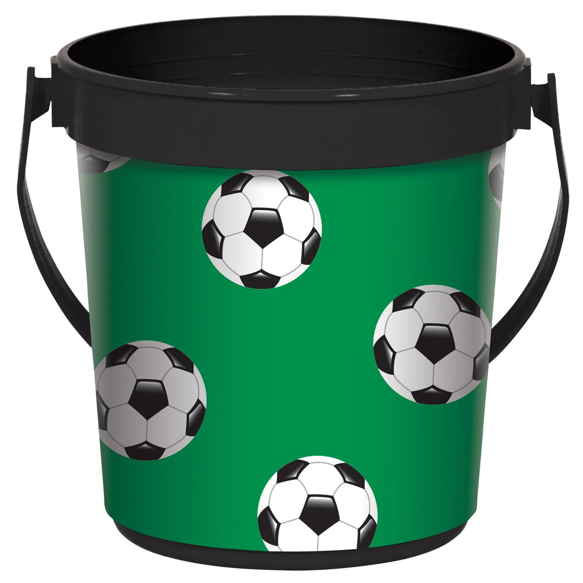 Soccer Plastic Party Favor Container, Green, 6 inch - Pack of 3