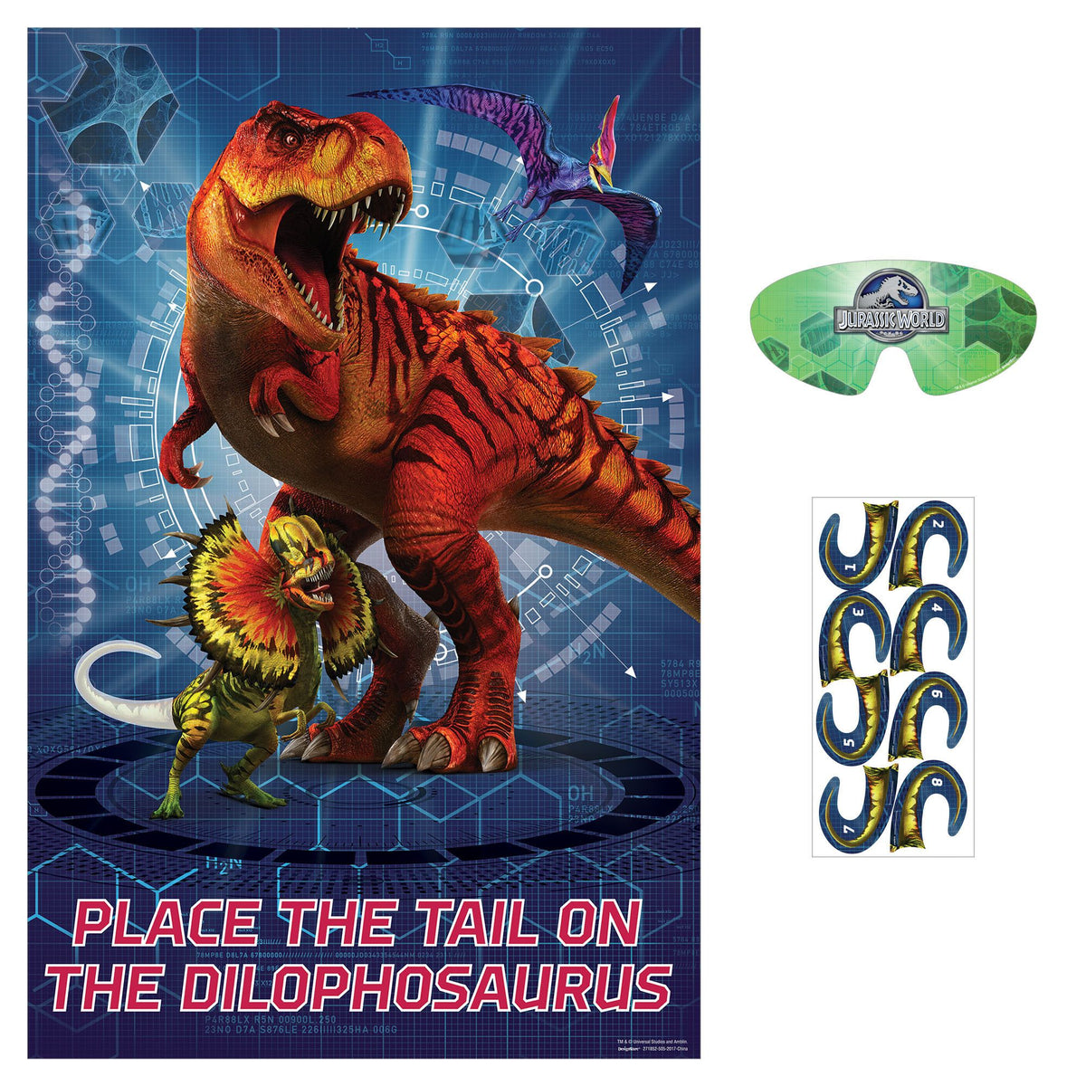 Jurassic World Pin the Tail Game, Blue, 10-ct - Pack of 6