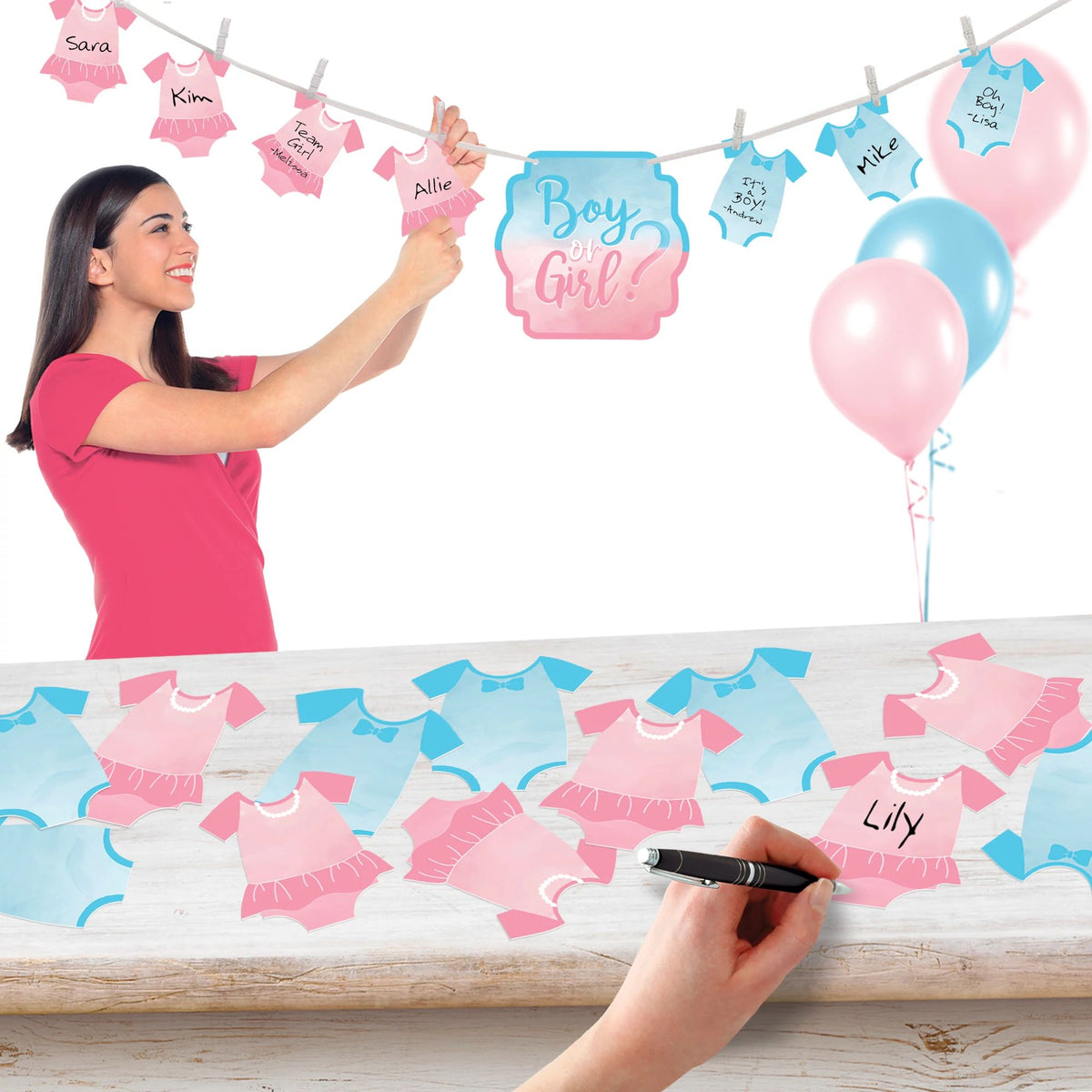 "Boy or Girl?" Garland Banner, Pink/Blue, 15-foot, 36-ct - Case of 48