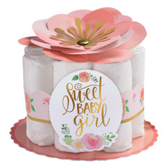 Floral Baby Girl Diaper Centerpiece, Pink, 10-inch, 6-ct - Pack of 6