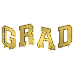 Congrats Grad Foil Table Centerpiece Decoration, Gold, 7-in, for Graduation - Pack of 6