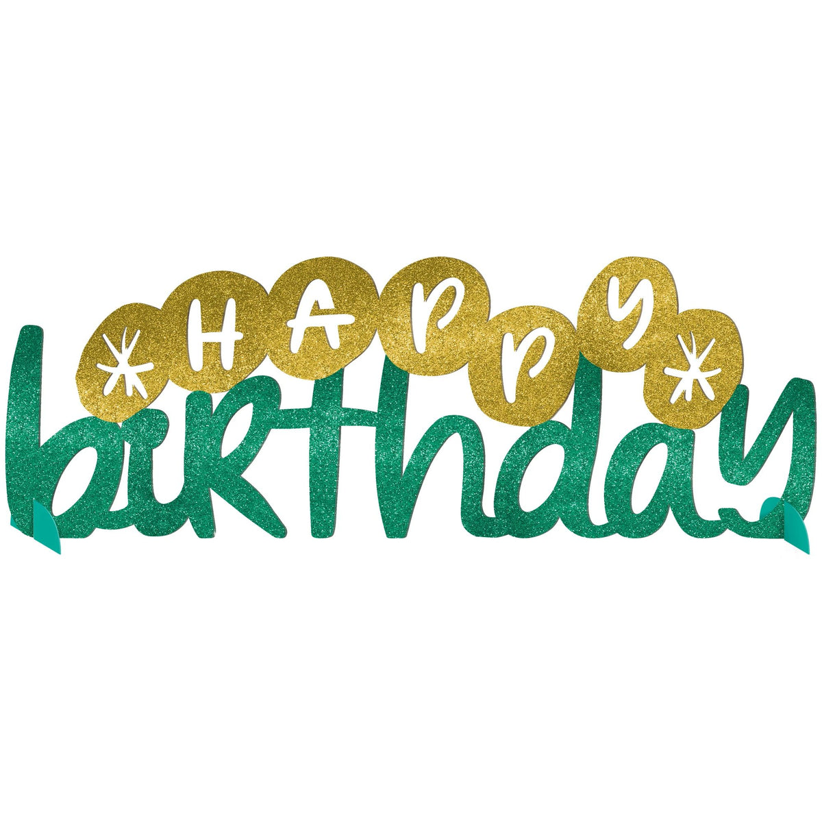 Happy Cake Day Happy Birthday Sign Table Centerpiece, Green/Gold, 15-inch - Pack of 12