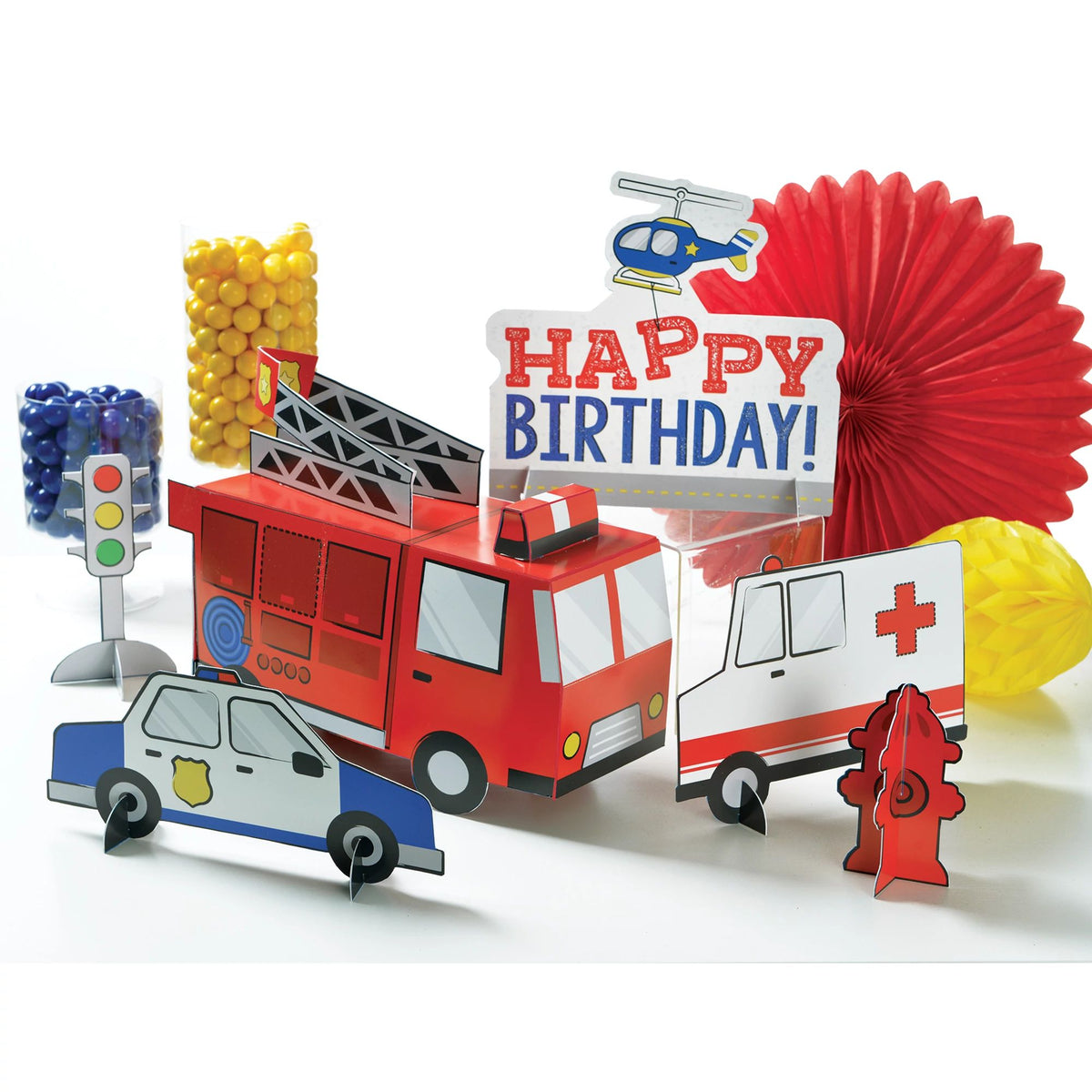 First Responders Table Centerpiece Decorations, Red/Blue, 16-inch, 6-ct - Case of 48