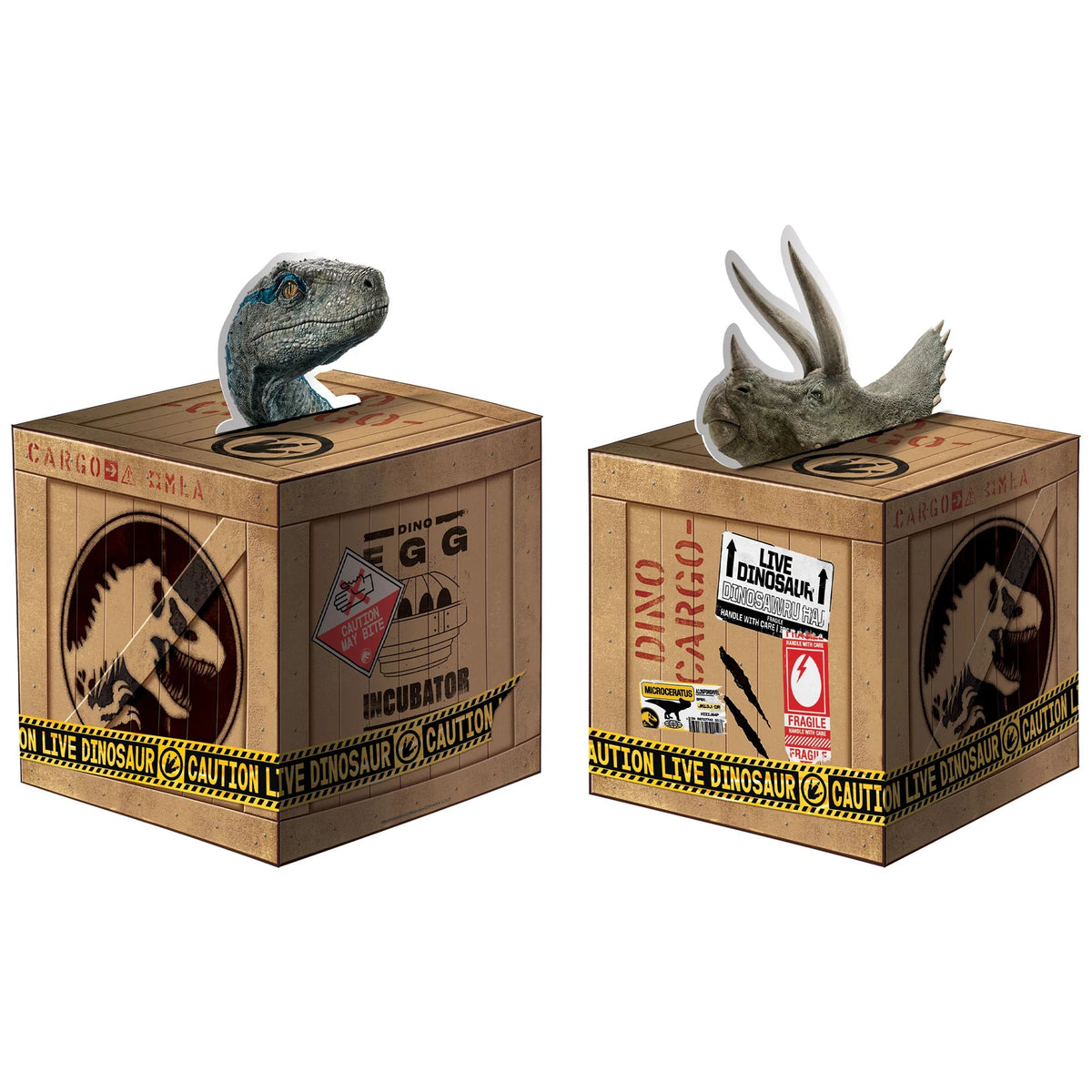 Jurassic World Dinosaur Centerpiece Signs, Brown, 12-inch, 4-ct - Pack of 6