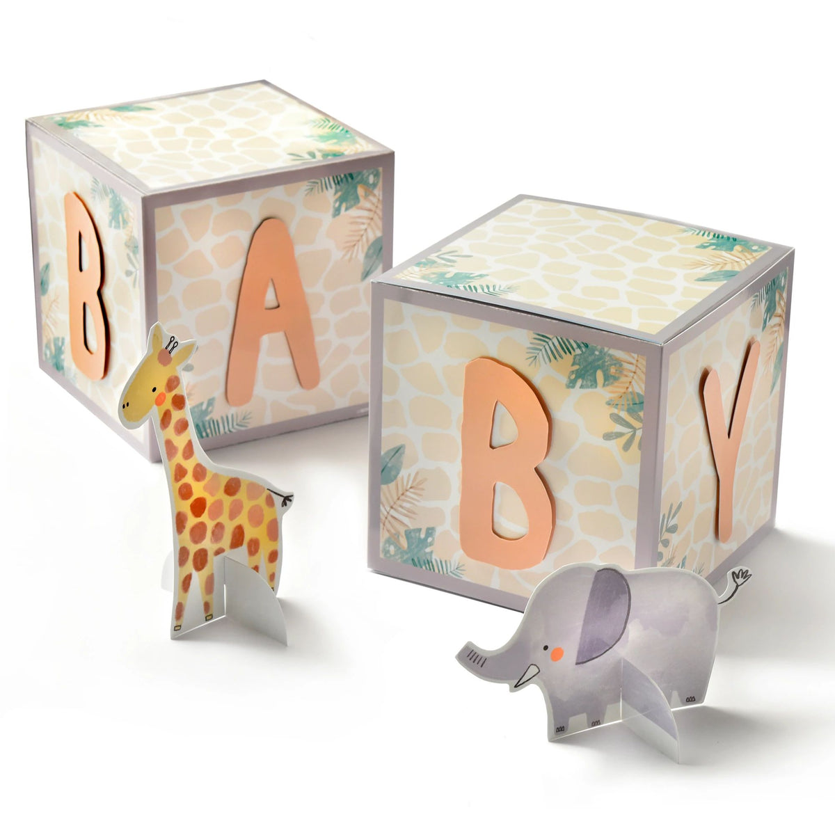 Jungle Baby Centerpiece Decorations, Grey/Orange, 10-inch, 4-ct - Pack of 6
