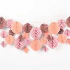 Rose Gold Honeycomb Garland Kit, 12-foot, 29-pk - Pack of 3