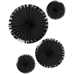 Elegant Black Paper Parasol Fans Set - Case of 48