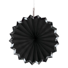 Elegant Black Paper Parasol Fan with Hot Stamp, 5-pcs - Pack of 12