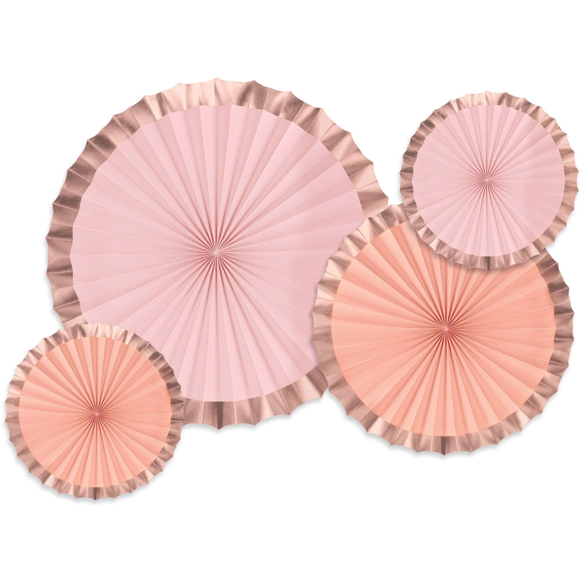 Rose Gold Parasol Paper Fans - Set of 4, 16-inch - Case of 48