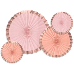 Rose Gold Parasol Paper Fans - Set of 4, 16-inch - Case of 48