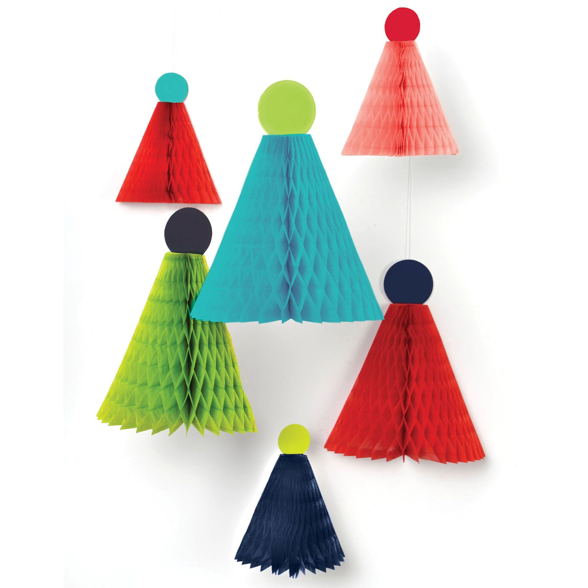 Colorful Honeycomb 3D Hanging Decorations, 6-pcs - Pack of 6