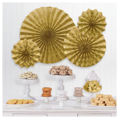 Fan Decorations, Gold, 16-inch, 9-ct - Case of 48