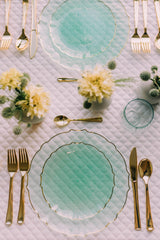 9 In. Mint/Gold Petal Plates | 40 Count