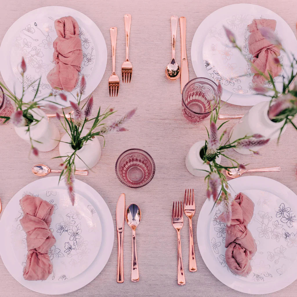 Exquisite Rose Gold Plastic Forks | 40 Count