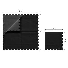 Black Scallop Beverage Napkins | 100 Count