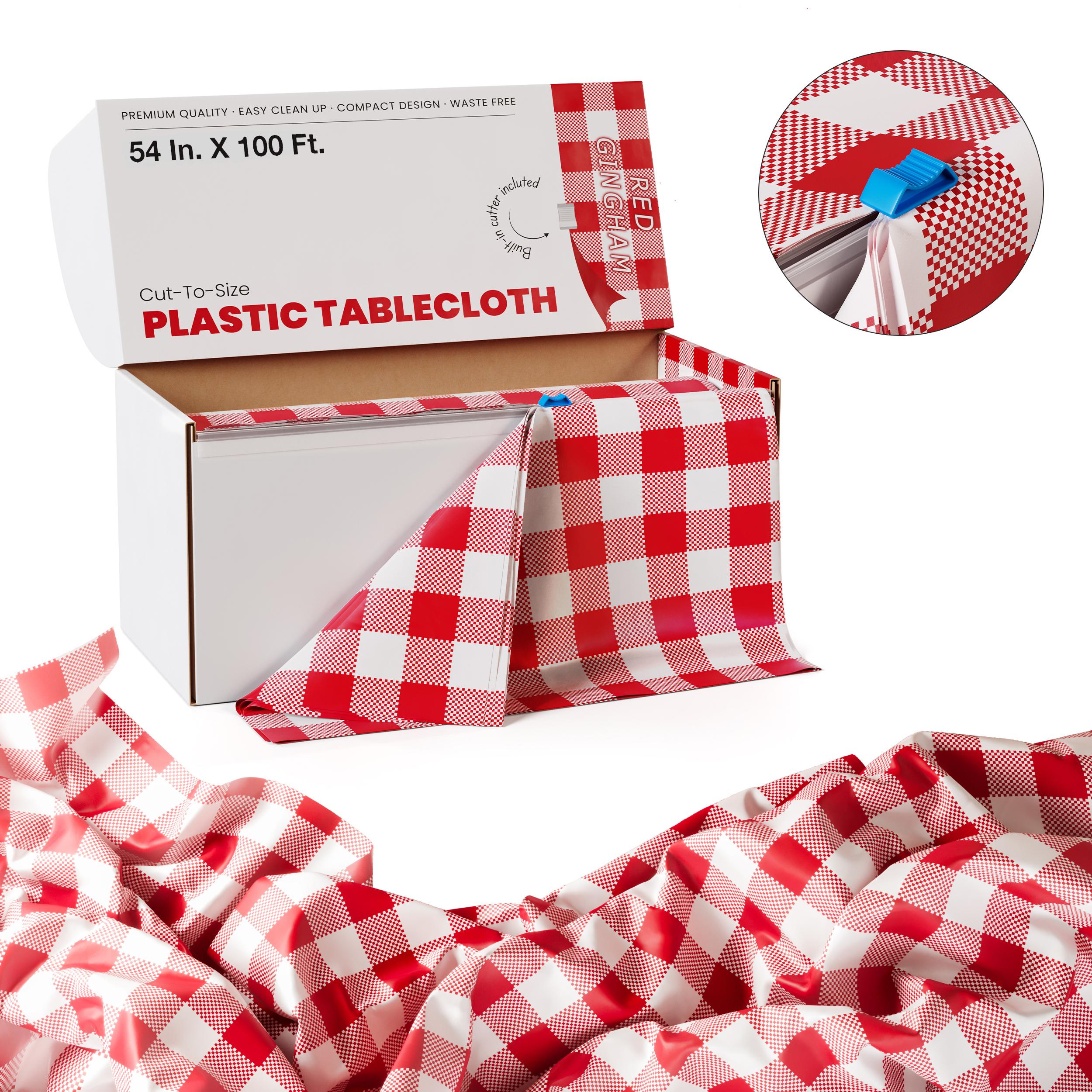 54 In. x 100 Ft. Cut To Size Red Gingham Table Roll