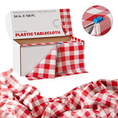 54 In. x 100 Ft. Cut To Size Red Gingham Table Roll