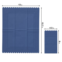 3 Ply China Blue Scalloped Dinner Napkins | 100 Count