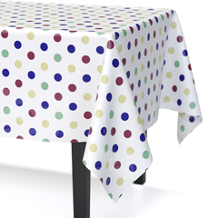 Multi-Color Polka Dot Printed Plastic Table Covers | 48 Count