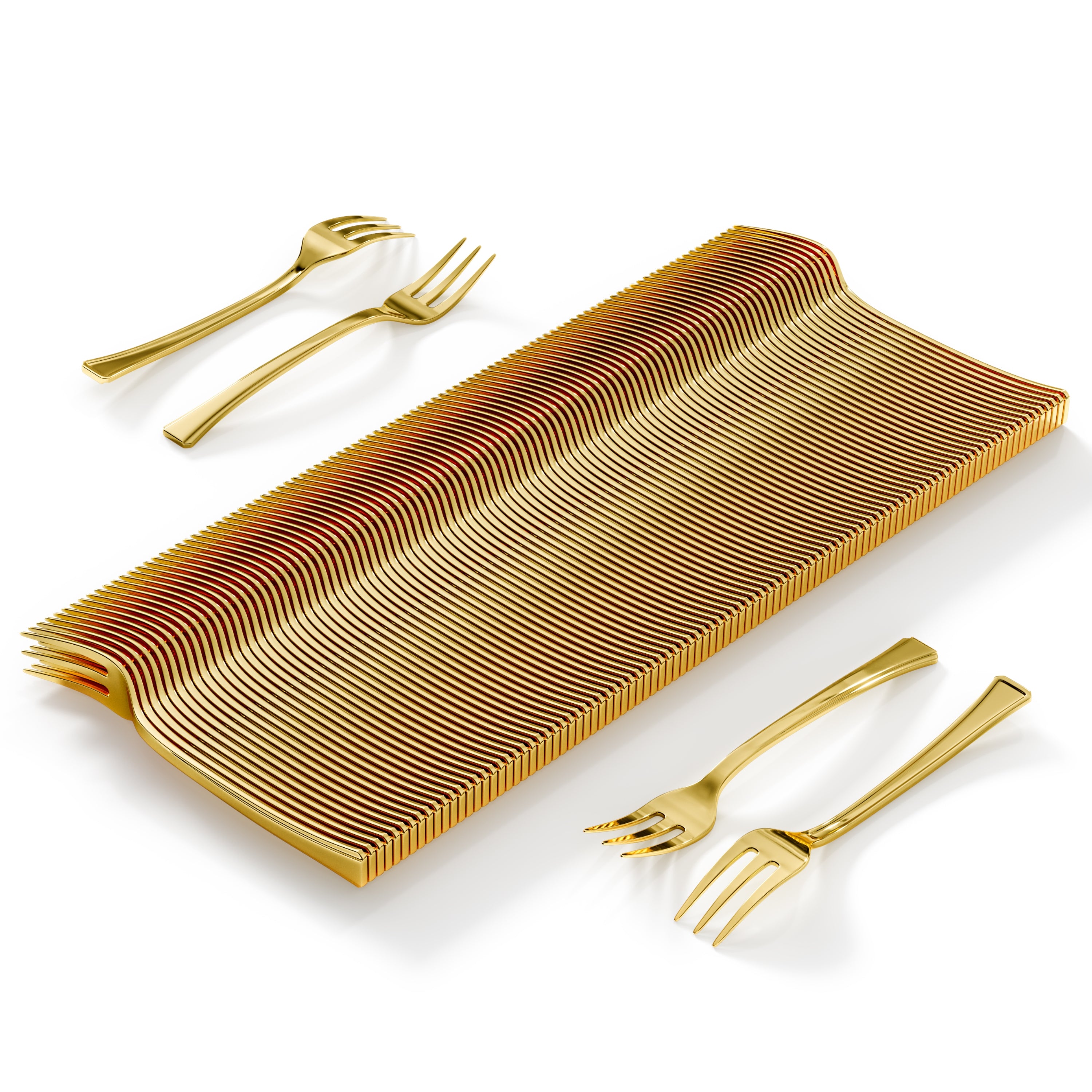 Exquisite Classic Gold Plastic Tasting Forks | 100 Count