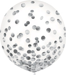 Silver Confetti Latex Balloons, 24-inch, 2-ct - Pack of 6