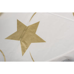 84in. Round Printed Plastic Table cover Gold Stars | 48 Count